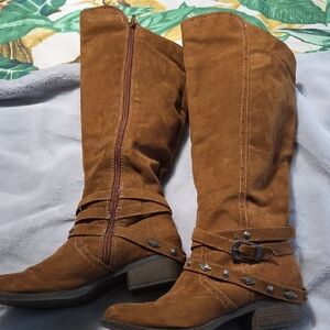 Brown Ultra Suede Knee-High Boots